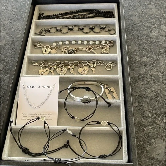 Heart 10 Bracelets silver, black super cute Guess, Make a Wish + - Picture 9 of 9